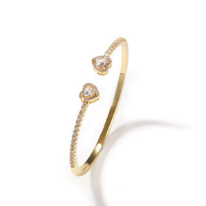 Twin Heart Bangle - GOLD & SILVER - MIX & MATCH 3 for $75