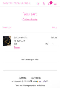 SWEETHEART 3 PC JEWELRY SET