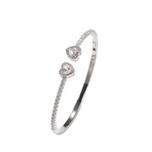 Load image into Gallery viewer, Twin Heart Bangle - GOLD &amp; SILVER - MIX &amp; MATCH 3 for $75
