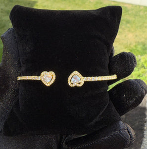 Twin Heart Bangle - GOLD & SILVER - MIX & MATCH 3 for $75