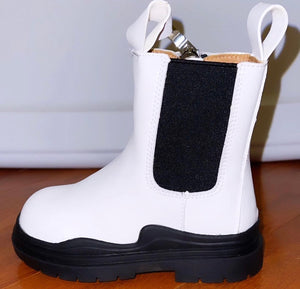 “STOMPER” BOOTS- WHITE & BLACK