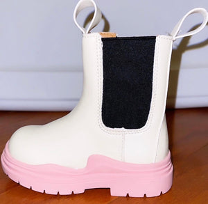 "STOMPER” BOOTS- CREAM PINK & BLACK